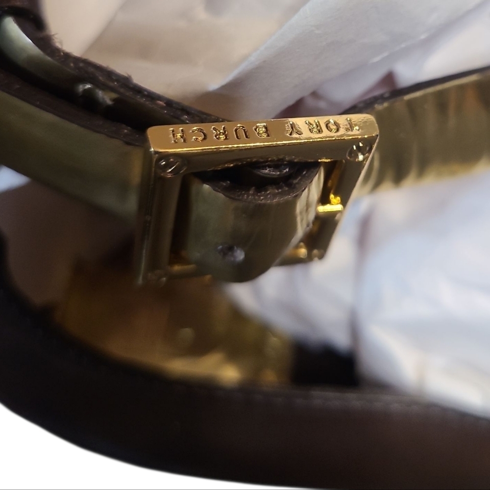 Tory Burch Gold and Brown Strappy Heels - Picture 4 of 5